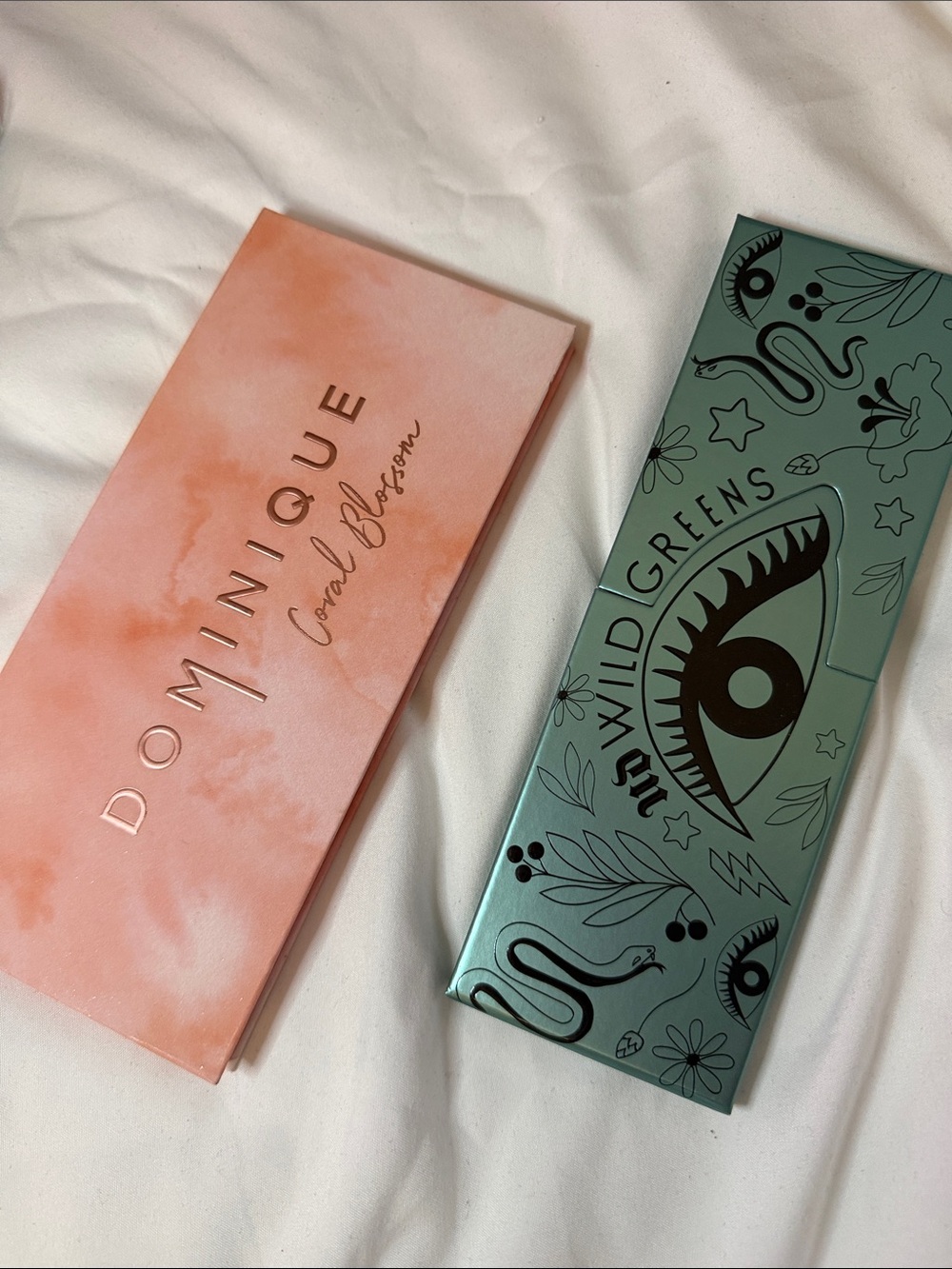 Dominique Coral Blossom & Wild Greens Eye Shadow Duo - Coral Pink & Teal Green